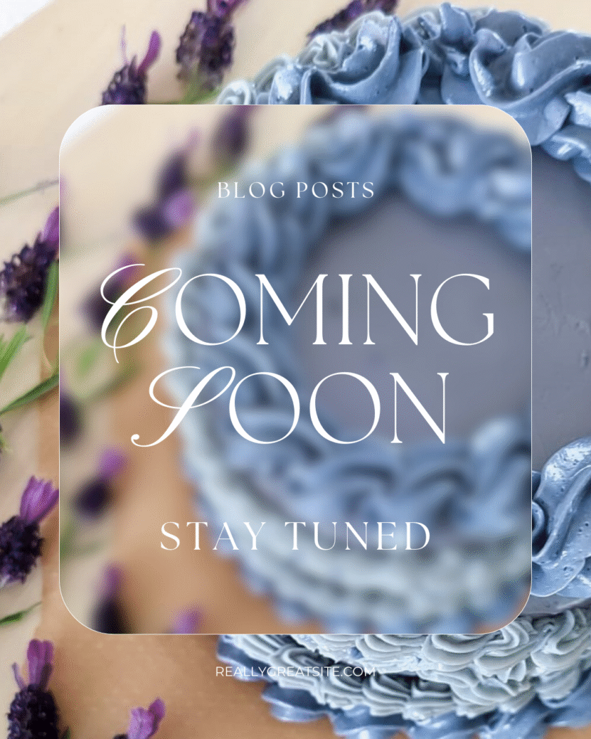 Coming Soon Place Holder with a lambeth cake as the background image blurred