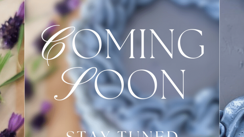 Coming Soon Place Holder with a lambeth cake as the background image blurred